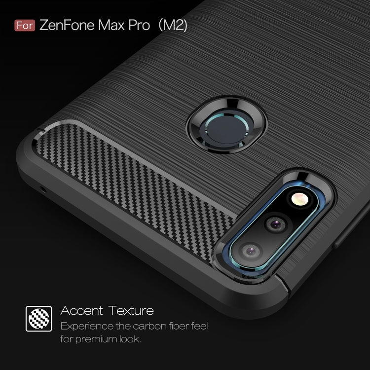 Brushed Texture Carbon Fiber Shockproof TPU Case for ASUS Zenfone Max Pro(M2) (Navy Blue) - ASUS Cases by PMC Jewellery | Online Shopping South Africa | PMC Jewellery | Buy Now Pay Later Mobicred