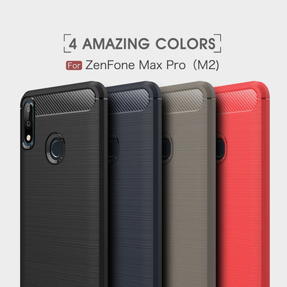 Brushed Texture Carbon Fiber Shockproof TPU Case for ASUS Zenfone Max Pro(M2) (Navy Blue) - ASUS Cases by PMC Jewellery | Online Shopping South Africa | PMC Jewellery | Buy Now Pay Later Mobicred