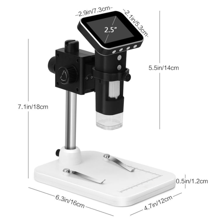 500X Zoom Magnifier 3MP Image Sensor USB Digital Microscope with 2.5 inch Screen & 8 LED & Professional Stand, Support TF Card - free shipping - PMC Jewellery - Order now!