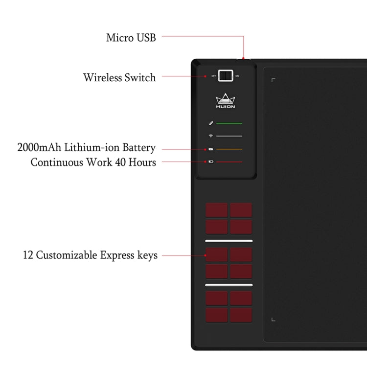 HUION Inspiroy Series WH1409(8192) 5080LPI Professional Art USB Graphics Drawing Tablet for Windows / Mac OS, with Digital Pen -  by HUION | Online Shopping South Africa | PMC Jewellery