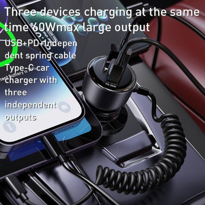 Yesido Y56 60W PD + QC3.0 Dual Port Car Charger with USB-C / Type-C Spring Data Cable - Car Charger by Yesido | Online Shopping South Africa | PMC Jewellery | Buy Now Pay Later Mobicred