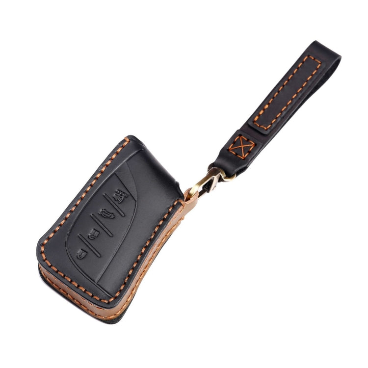 For Lexus 4-button Hallmo Car Cowhide Leather Key Protective Cover Key Case(Brown) - Car Key Cases by Hallmo | Online Shopping South Africa | PMC TechLife | Buy Now Pay Later Mobicred