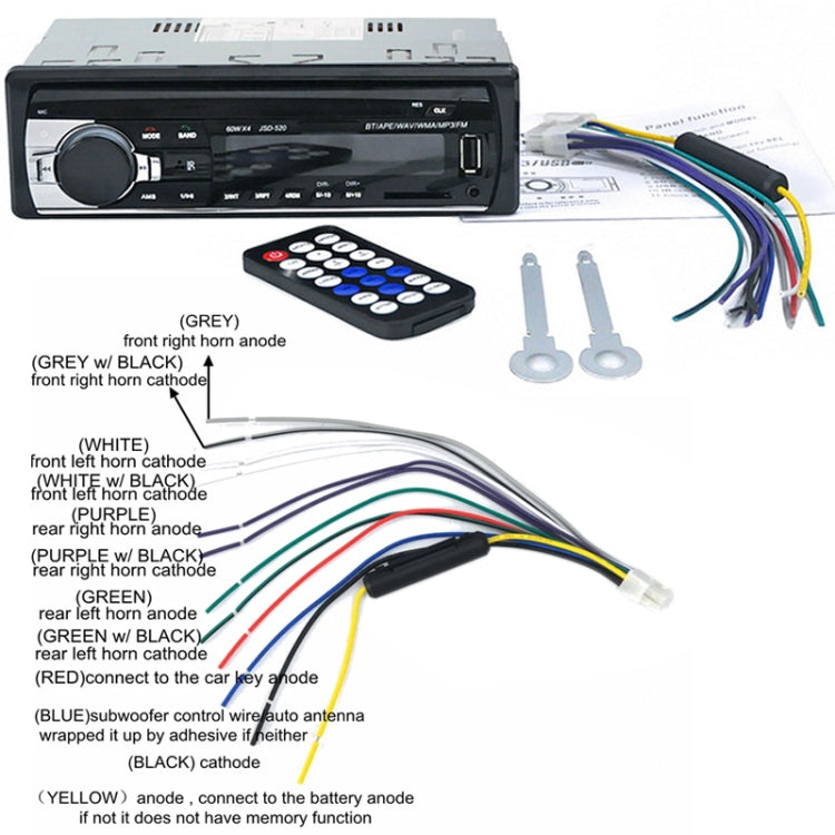 JSD-520 Car Stereo Radio MP3 Audio Player Support Bluetooth Hand-free Calling / FM / USB / SD, EU Plug Version - Car MP3 & MP4 & MP5 by PMC TechLife | Online Shopping South Africa | PMC TechLife | Buy Now Pay Later Mobicred