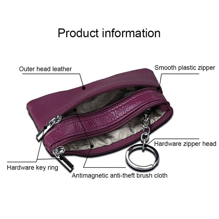 Cowhide Leather Zipper Solid Color Horizontal Card Holder Wallet RFID Blocking Coin Purse Card Bag Protect Case, Size: 11.4*7.4cm(Wine Red) - Antimagnetic RFID Package by PMC Jewellery | Online Shopping South Africa | PMC Jewellery | Buy Now Pay Later Mobicred