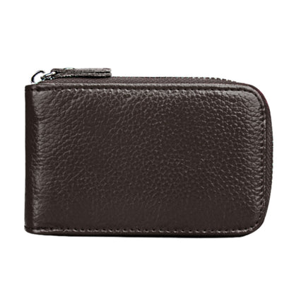 Genuine Cowhide Leather Solid Color Zipper Vertical Card Holder Wallet RFID Blocking Card Bag Protect Case with 12 Card Slots, Size: 11.5*7.5cm(Coffee) - Antimagnetic RFID Package by PMC Jewellery | Online Shopping South Africa | PMC Jewellery | Buy Now Pay Later Mobicred