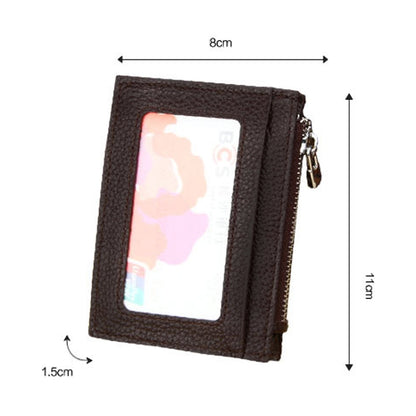 Cowhide Leather Solid Color Zipper Card Holder Wallet RFID Blocking Card Bag Protect Case Coin Purse, Size: 11*8*1.5cm(Black) - Antimagnetic RFID Package by PMC Jewellery | Online Shopping South Africa | PMC Jewellery | Buy Now Pay Later Mobicred