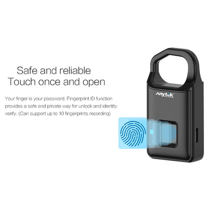 Anytek P4 3.7V Micro USB Charging Semiconductor Fingerprint Sensing Small Padlock - Padlocks by Anytek | Online Shopping South Africa | PMC Jewellery | Buy Now Pay Later Mobicred