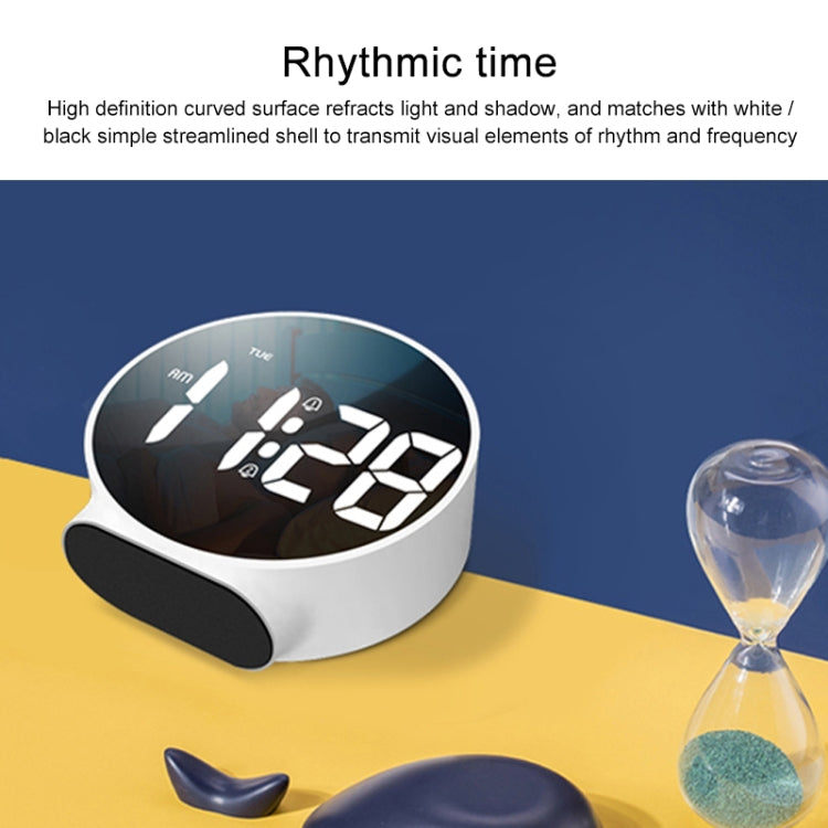 8816 LED Mirror Round Dual-purpose Alarm Clock (Black) - Novelty Clock by PMc TechLife | Online Shopping South Africa | PMc TechLife | Buy Now Pay Later Mobicred