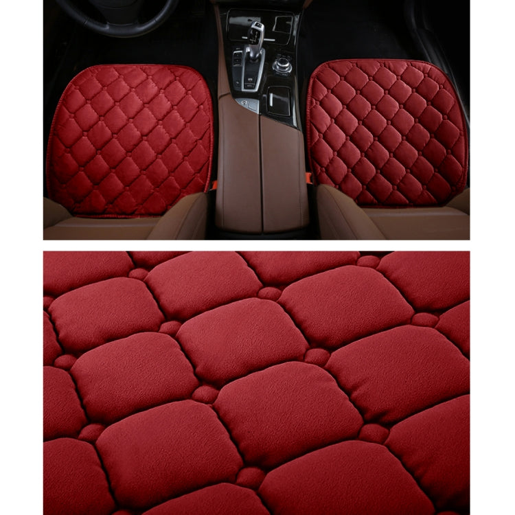 3 PCS / Set Luxurious Warm Car Seat Cover Cushion Universal Front Back Seat Covers Car Non-slip Chair Pad Warm Car Mats No Back Plush Cushion(Red) - Seat Accessories by PMC Jewellery | Online Shopping South Africa | PMC Jewellery | Buy Now Pay Later Mobicred