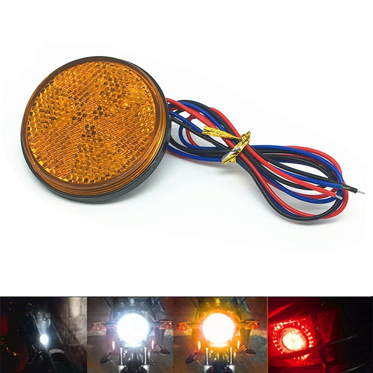 2 PCS Motorcycle Trailer Truck DC 12-15V Wired 24-LED Indicator Lamp Reflector Round Marker Tail Light, Light Color: Yellow (Steady + Flash Lighting)(Yellow) - Signal Lights by PMC Jewellery | Online Shopping South Africa | PMC Jewellery | Buy Now Pay Later Mobicred