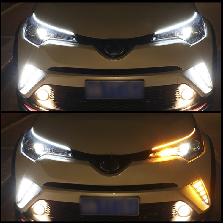 2 PCS 60cm DC12V 7.5W Ultra-thin Waterproof Car Auto Double Colors Turn Lights / Running Lights SMD-2835 LED Bulbs (Turn Lights: Yellow Light; Running Lights: Ice Blue Light) - Running Lights by PMC Jewellery | Online Shopping South Africa | PMC Jewellery | Buy Now Pay Later Mobicred