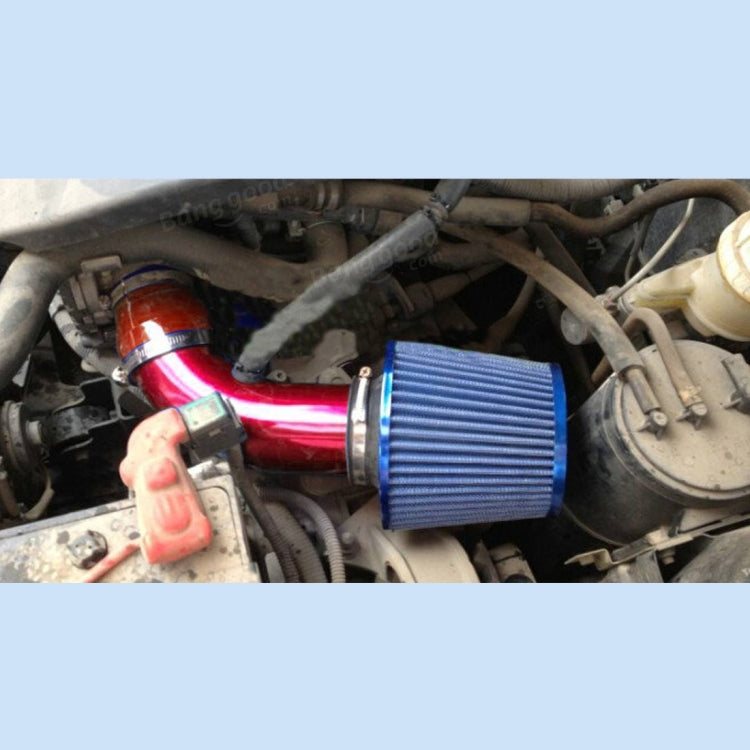 Universal  Air Intake Pipe Super Power Flow Air Intakes Short Cold Racing Aluminium Air Intake Pipe Hose with Cone Filter Kit System (Red) - Air Intake System by PMC Jewellery | Online Shopping South Africa | PMC Jewellery