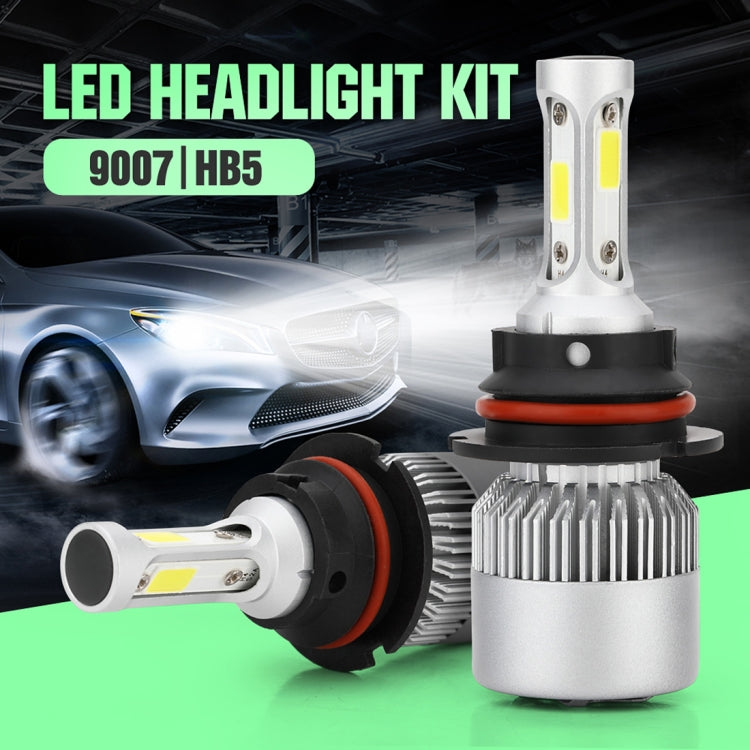 2 PCS S2 9007 / HB5 18W 6000K 1800LM IP65 2 COB LED Car Headlight Lamps, DC 9-30V(Cool White) - LED Headlamps by PMC Jewellery | Online Shopping South Africa | PMC Jewellery | Buy Now Pay Later Mobicred