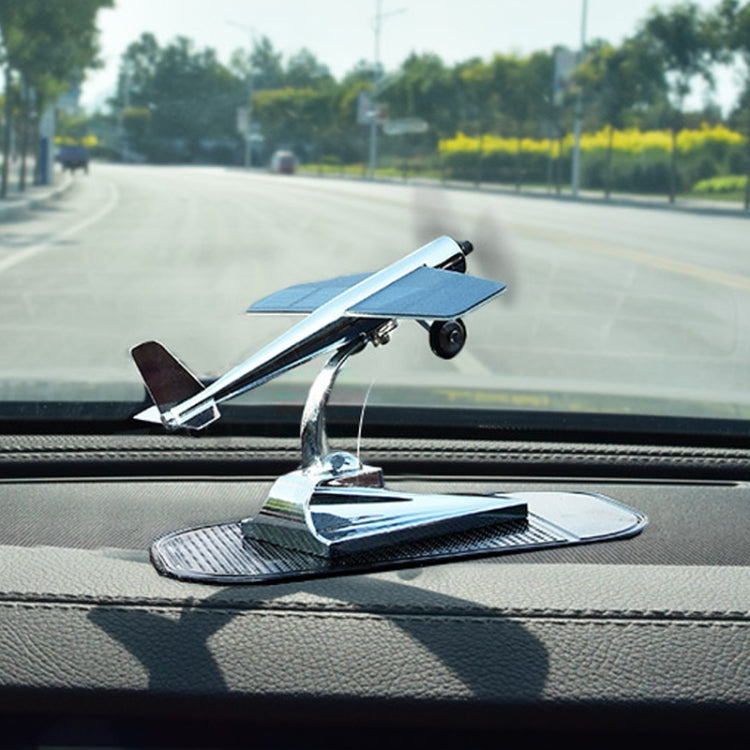 Car Interior Decoration Accessories Aircraft Model Ornaments Propeller Rotating Solar Energy Ornament (Silver) - Ornaments by PMC Jewellery | Online Shopping South Africa | PMC Jewellery | Buy Now Pay Later Mobicred