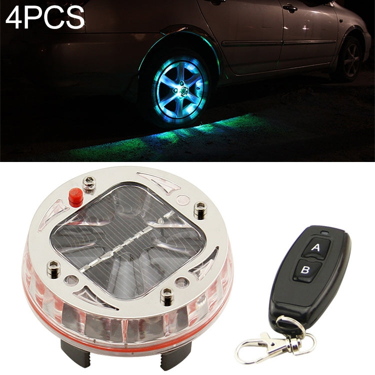 4 PCS Solar LED Car Tire Decoration Flashing Lights Colorful Wheels Hub Atmosphere Lights Infrared Remote Control - Decorative Lights by PMC Jewellery | Online Shopping South Africa | PMC Jewellery | Buy Now Pay Later Mobicred