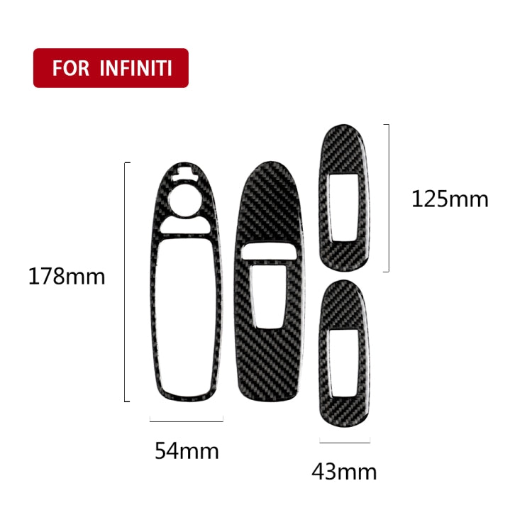 4 PCS Car Carbon Fiber Window Lift Panel Decorative Sticker for Infiniti Q50 2014-2020, Left Drive - Car Interior Mouldings by PMC Jewellery | Online Shopping South Africa | PMC Jewellery | Buy Now Pay Later Mobicred