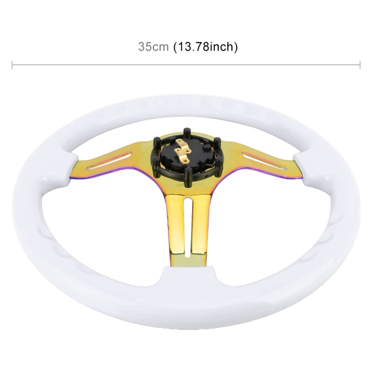 Car Colorful Modified Racing Sport Horn Button Steering Wheel, Diameter: 35cm(White) - Steering Wheel Accessories by PMC Jewellery | Online Shopping South Africa | PMC Jewellery | Buy Now Pay Later Mobicred