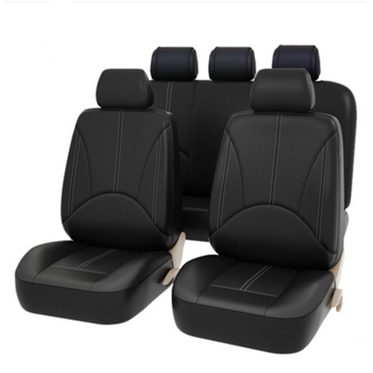 9 in 1 Universal PU Leather Four Seasons Anti-Slippery Cushion Mat Set for 5 Seat Car (Black) - Seat Accessories by PMC Jewellery | Online Shopping South Africa | PMC Jewellery | Buy Now Pay Later Mobicred