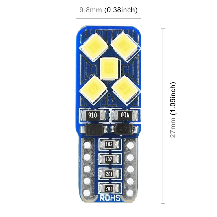 2 PCS T10 / W5W / 168 DC12V 1.8W 6000K 130LM 10LEDs SMD-2835 Car Reading Lamp Clearance Light, with Decoder - Clearance Lights by PMC Jewellery | Online Shopping South Africa | PMC Jewellery | Buy Now Pay Later Mobicred