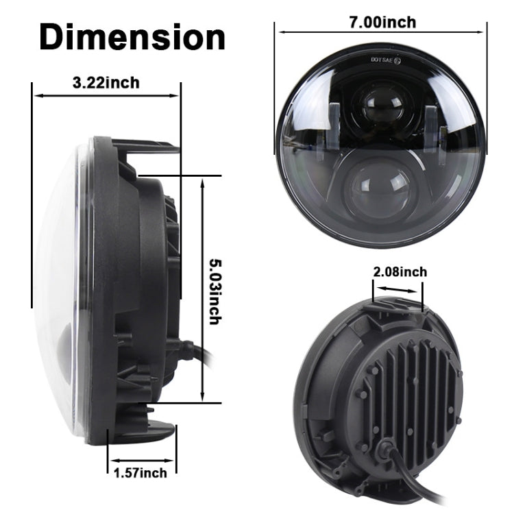 7 inch Round LED Motorcycle Headlight Modified Spotlight for Honda(Black) - Headlights by PMC TechLife | Online Shopping South Africa | PMC TechLife | Buy Now Pay Later Mobicred