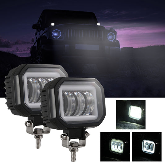 2 PCS Car 4 inch Square Spotlight Work Light with Angel Eyes (White Light) - Work Lights by PMC Jewellery | Online Shopping South Africa | PMC Jewellery | Buy Now Pay Later Mobicred