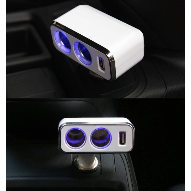 SHUNWEI SD-1909 80W 0.8A Car 2 in 1 USB Charger 90 Degree Free Rotation Cigarette Lighter (White) - Cigar Socket by SHUNWEI | Online Shopping South Africa | PMC Jewellery | Buy Now Pay Later Mobicred