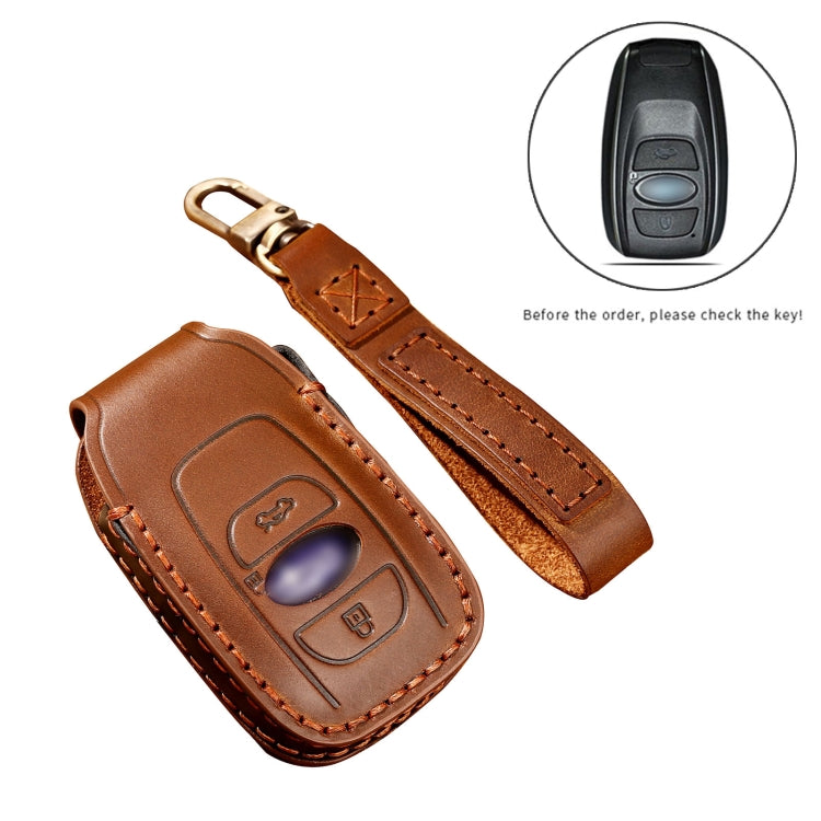 Hallmo Car Cowhide Leather Key Protective Cover Key Case for Subaru Forester(Black) - Car Key Cases by Hallmo | Online Shopping South Africa | PMC TechLife | Buy Now Pay Later Mobicred