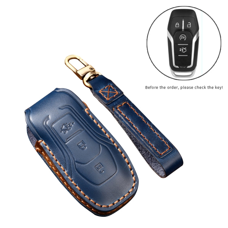 Hallmo Car Cowhide Leather Key Protective Cover Key Case for Ford Focus  A Style(Blue) - free shipping - PMC TechLife - Order now!