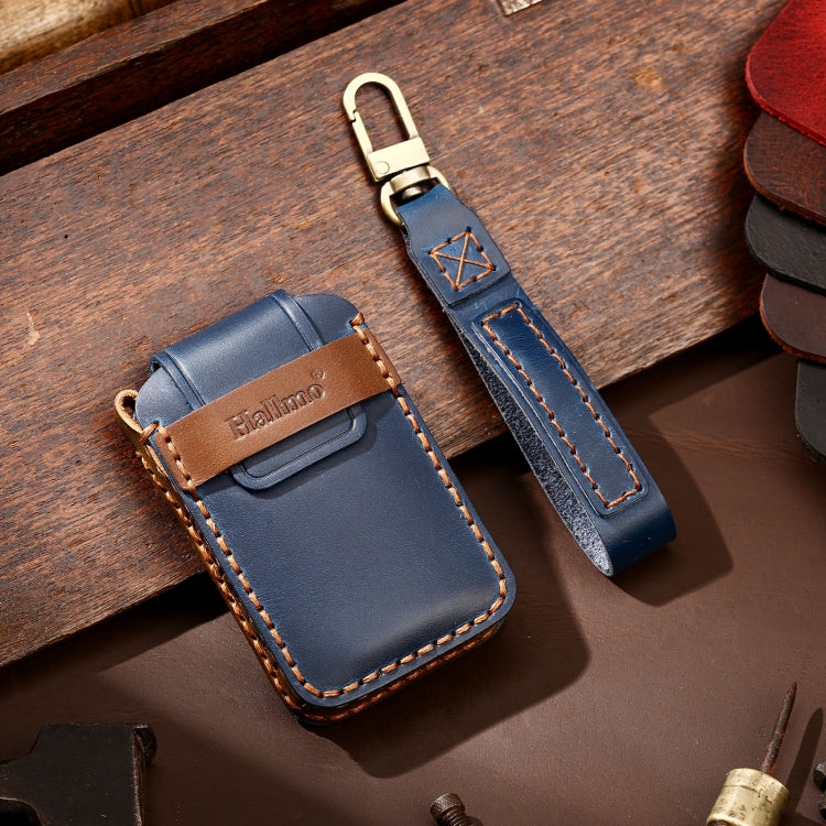 Hallmo Car Cowhide Leather Key Protective Cover Key Case for Volvo 6-button(Blue) - free shipping - PMC TechLife - Order now!