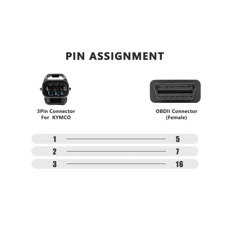 16Pin to 3Pin Motorcycles OBD2 Conversion Cable OBDII Diagnostic Adapter Cable for KYMCO - Cables & Connectors by PMC TechLife | Online Shopping South Africa | PMC TechLife | Buy Now Pay Later Mobicred