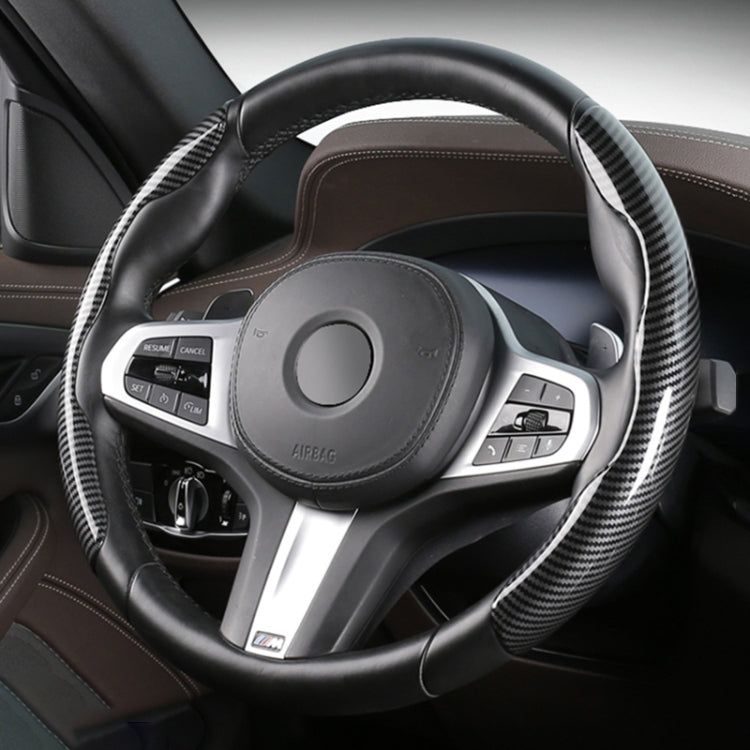 Car Universal Carbon Fiber Steering Wheel Cover (Black) - Steering Wheel Accessories by PMC TechLife | Online Shopping South Africa | PMC TechLife | Buy Now Pay Later Mobicred