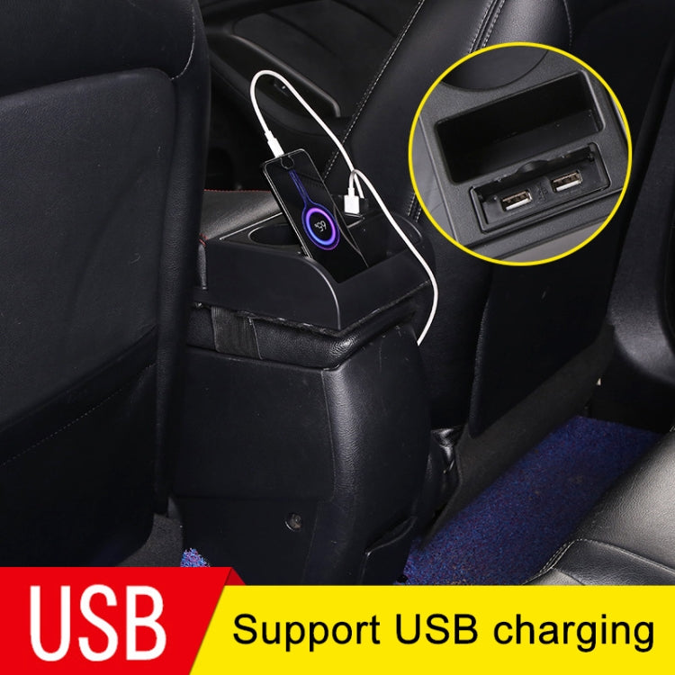 Car Multi-functional Dual USB Armrest Box Booster Pad, Microfiber Leather Straight Type (Black White) - Seat Accessories by PMC TechLife | Online Shopping South Africa | PMC TechLife | Buy Now Pay Later Mobicred