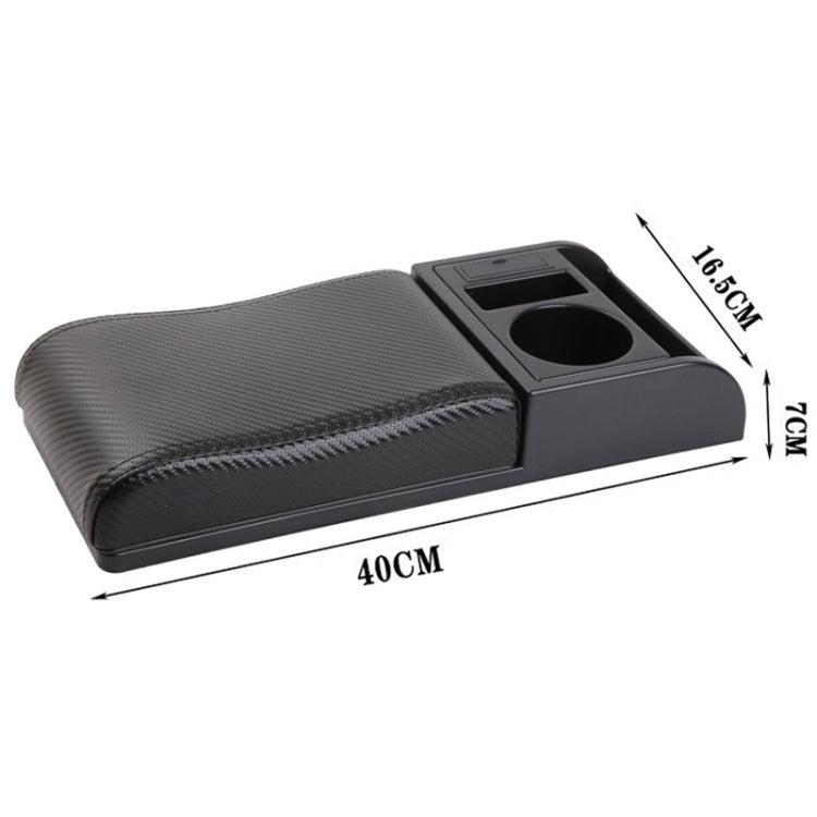 Car Multi-functional Dual USB Armrest Box Booster Pad, Carbon Fiber Leather Curved Type (Black) - Seat Accessories by PMC Jewellery | Online Shopping South Africa | PMC Jewellery | Buy Now Pay Later Mobicred