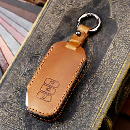Hallmo Car Cowhide Leather Key Protective Cover for KIA(Blue) - Car Key Cases by Hallmo | Online Shopping South Africa | PMC Jewellery | Buy Now Pay Later Mobicred