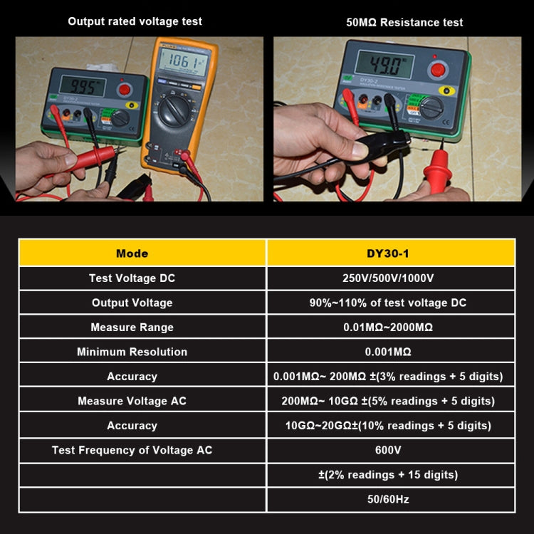 DUOYI DY30-1 Car Digital Insulation Resistance Tester Meter - Electronic Test by DUOYI | Online Shopping South Africa | PMC Jewellery | Buy Now Pay Later Mobicred