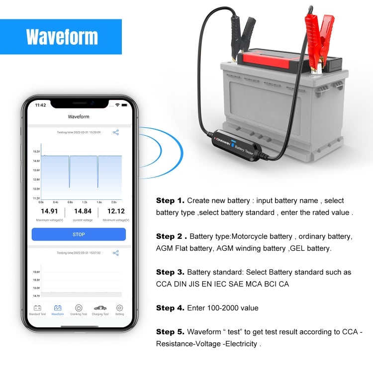 KONNWEI BK100 X431 BST360 Car Bluetooth Battery Tester (Black) - free shipping - PMC TechLife - Order now!