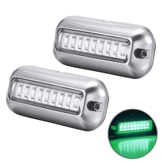 2 PCS MK-027 Ship / Yacht 10-30V 27LEDs Waterproof Stainless Steel Underwater Light(Green Light) - Marine Accessories & Parts by PMC Jewellery | Online Shopping South Africa | PMC Jewellery | Buy Now Pay Later Mobicred