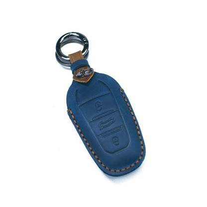 For PEUGEOT Car Cowhide Leather Key Protective Cover Key Case(Blue) - Car Key Cases by PMC Jewellery | Online Shopping South Africa | PMC Jewellery | Buy Now Pay Later Mobicred