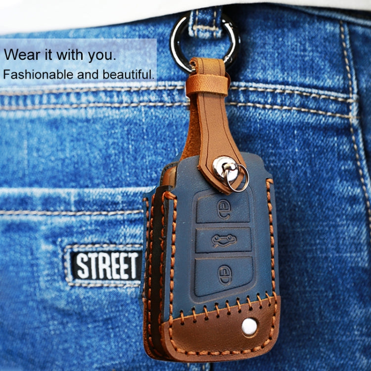 For Volkswagen Car Cowhide Leather Key Protective Cover Key Case, A Version(Red) - free shipping - PMC TechLife - Order now!