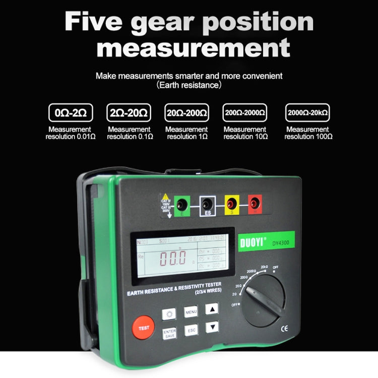 DUOYI DY4300 Higher Accuracy Digital Ground Resistance Tester - Electronic Test by DUOYI | Online Shopping South Africa | PMC Jewellery | Buy Now Pay Later Mobicred