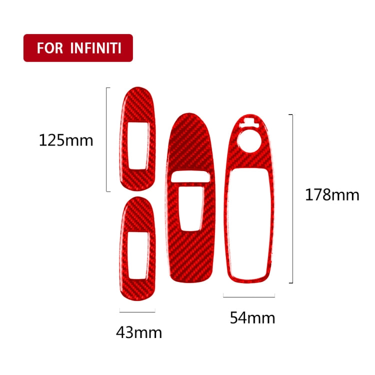 Car Carbon Fiber B Style Window Glass Lift Panel Decorative Sticker for Infiniti Q50 2014-2020, Right Drive(Red) - Car Interior Mouldings by PMC Jewellery | Online Shopping South Africa | PMC Jewellery | Buy Now Pay Later Mobicred