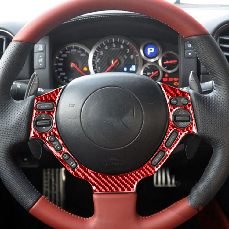 3 PCS / Set Carbon Fiber Car Dashboard Steering Wheel Buttons Decorative Sticker for Nissan GTR R35 2008-2016, Left and Right Driving Universal(Red) - Car Interior Mouldings by PMC Jewellery | Online Shopping South Africa | PMC Jewellery | Buy Now Pay Later Mobicred