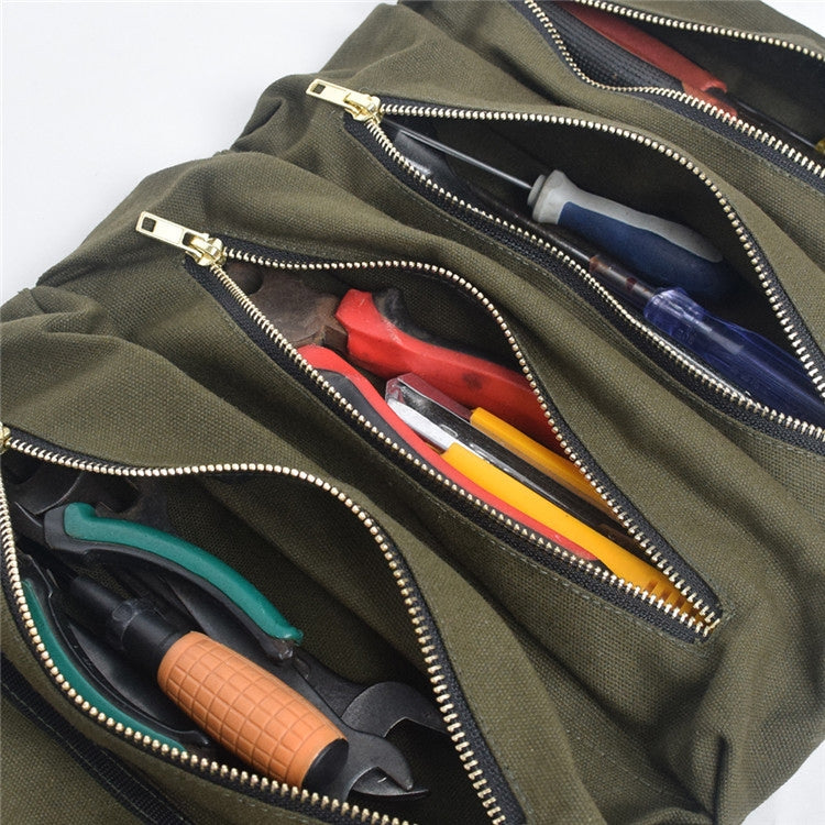 Car Auto Multi-function Canvas Storage Bag Portable Tool Bag Hanging Pocket Bag (Khaki) - Seat Accessories by PMC TechLife | Online Shopping South Africa | PMC TechLife | Buy Now Pay Later Mobicred