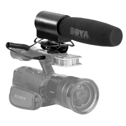 BOYA BY-DMR7 Shotgun Condenser Broadcast Microphone with LCD Display & Integrated Flash Recorder for Canon / Nikon / Sony DSLR Cameras and Video Cameras(Black) - Camera Microphone by BOYA | Online Shopping South Africa | PMC Jewellery | Buy Now Pay Later Mobicred