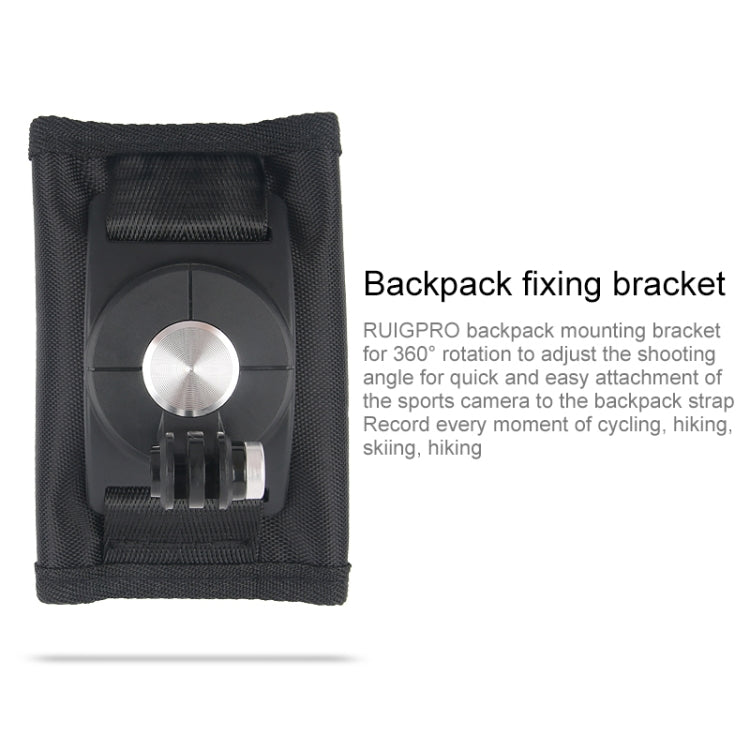 360 Degree Rotating Quick Release Strap Mount Shoulder Backpack Mount for GoPro Hero12 Black / Hero11 /10 /9 /8 /7 /6 /5, Insta360 Ace / Ace Pro, DJI Osmo Action 4 and Other Action Cameras(Black) - Backpack Clip by PMC Jewellery | Online Shopping South Africa | PMC Jewellery | Buy Now Pay Later Mobicred