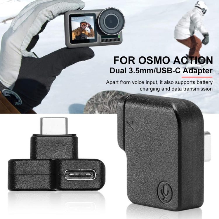 3.5mm + USB-C / Type-C to USB-C / Type-C Mic Mount Microphone Charging Audio Connector Adapter for DJI OSMO Action -  by PMC Jewellery | Online Shopping South Africa | PMC Jewellery | Buy Now Pay Later Mobicred