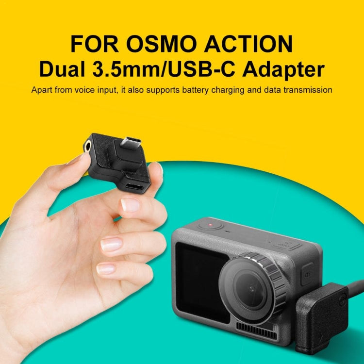 3.5mm + USB-C / Type-C to USB-C / Type-C Mic Mount Microphone Charging Audio Connector Adapter for DJI OSMO Action -  by PMC Jewellery | Online Shopping South Africa | PMC Jewellery | Buy Now Pay Later Mobicred