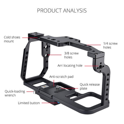 YELANGU C9 YLG0911A-A Video Camera Cage Stabilizer for DJI BMPCC 4K (Black) - Camera Cage by YELANGU | Online Shopping South Africa | PMC Jewellery