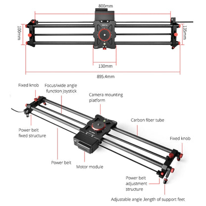 YELANGU L80TC 80cm Electrical Slide Rail Track with 2.4GHz Remote Control for SLR Cameras / Video Cameras (Black) - Camera Slider by YELANGU | Online Shopping South Africa | PMC Jewellery | Buy Now Pay Later Mobicred