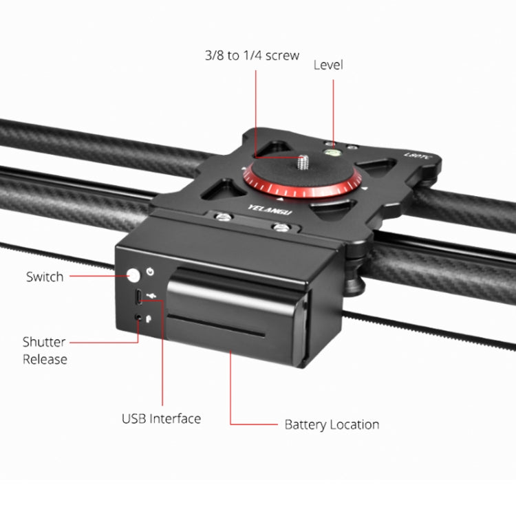 YELANGU L80TC 80cm Electrical Slide Rail Track with 2.4GHz Remote Control for SLR Cameras / Video Cameras (Black) - Camera Slider by YELANGU | Online Shopping South Africa | PMC Jewellery | Buy Now Pay Later Mobicred